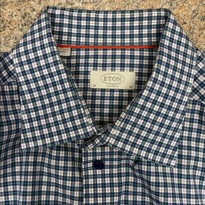 ETON Men's Classic Plaid Shirt in Blue and Green 18